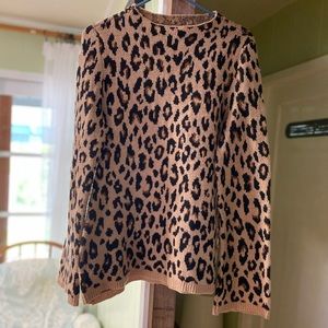 Ann Taylor Wool Blend Leopard Print Sweater
